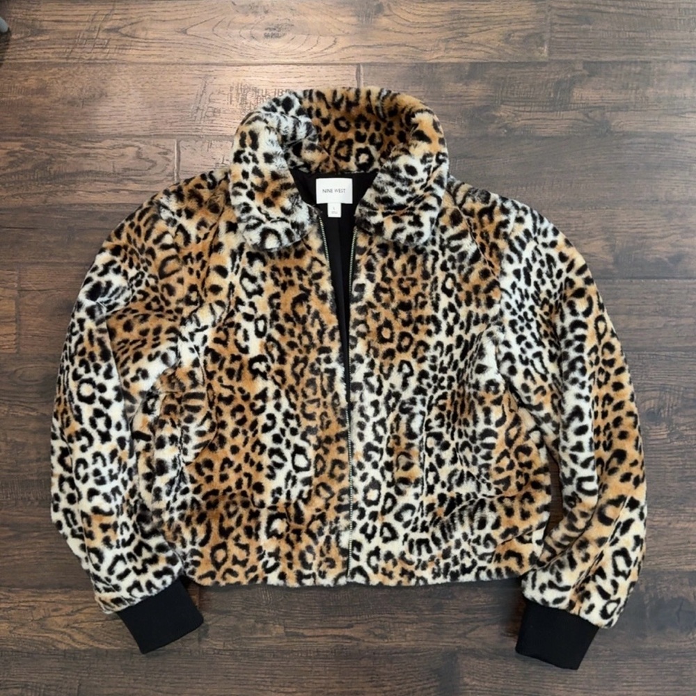 Nine West Animal Print Faux Fur Coat